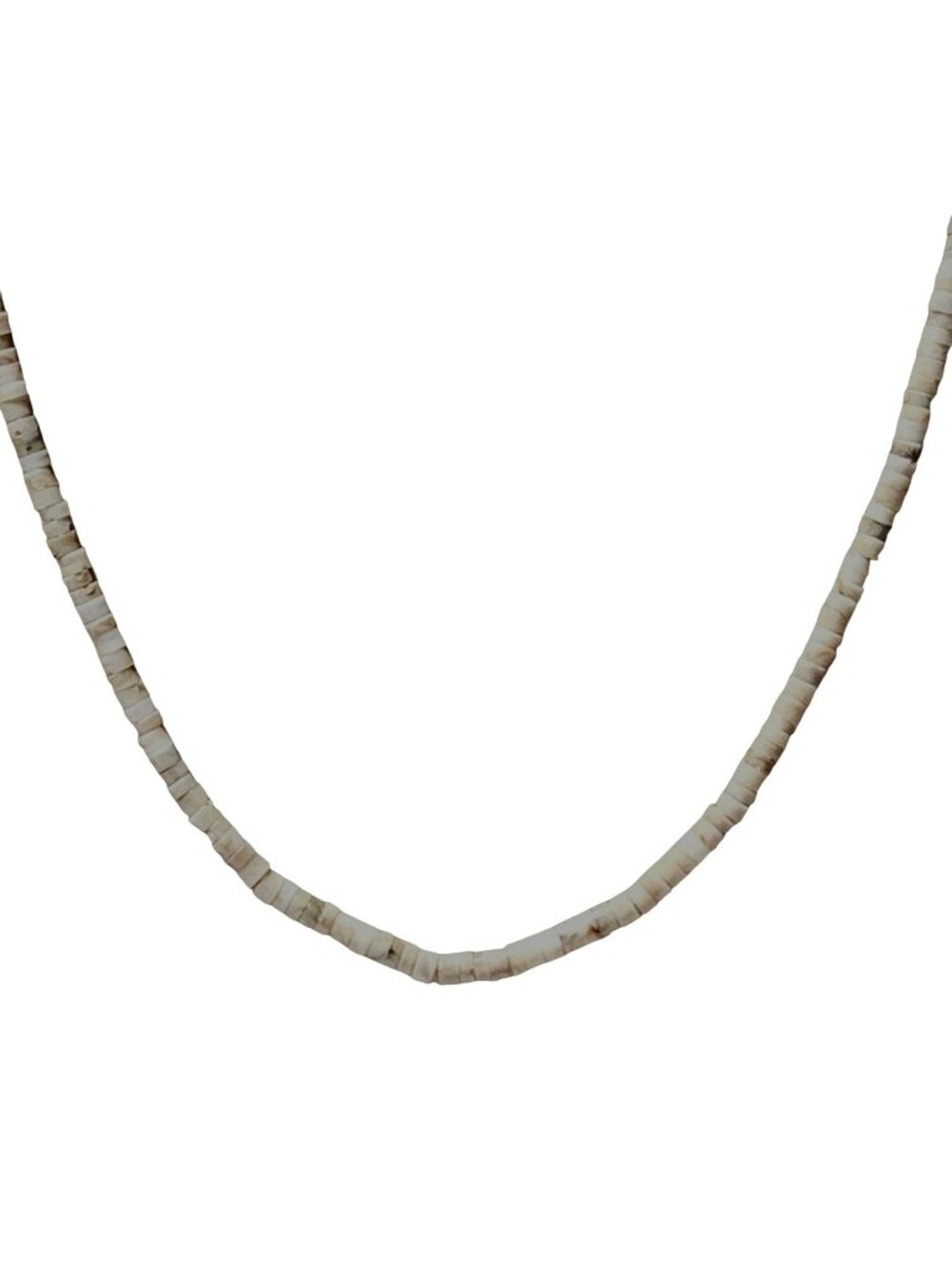 Vintage Heishi Shell Bead Necklace Natural Beige Beach Core Surfer Boho Jewelry